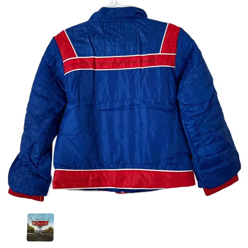 Lightning Mcqueen Disney Fleece Lined Bomber Light Puffer Jacket Zip Size 3 NEW